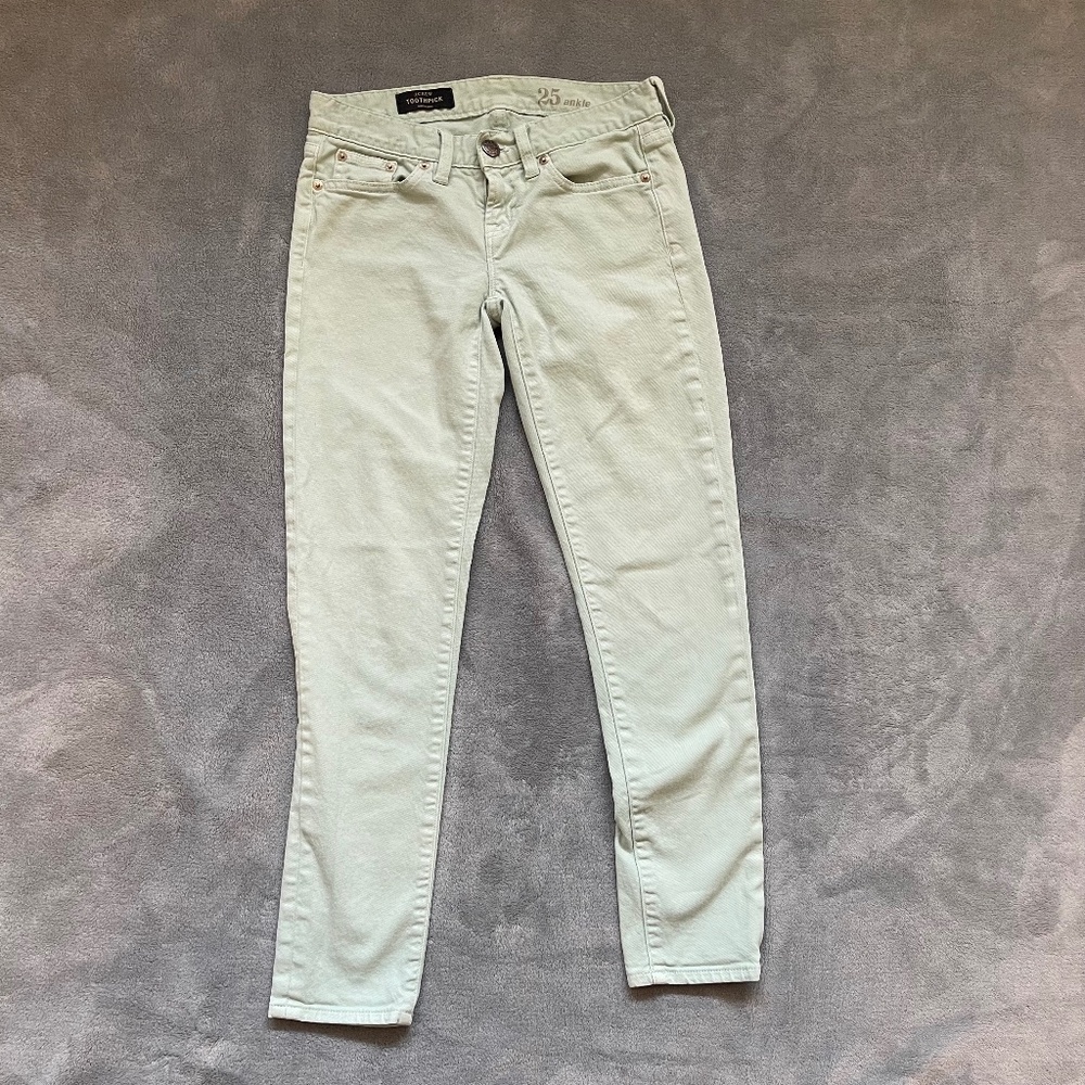 J.Crew the Toothpick Ankle Jeans Mint Green Women's Size 25